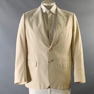 DRIES VAN NOTEN Size 42 Ivory Solid Cotton Notch Lapel Sport Coat
